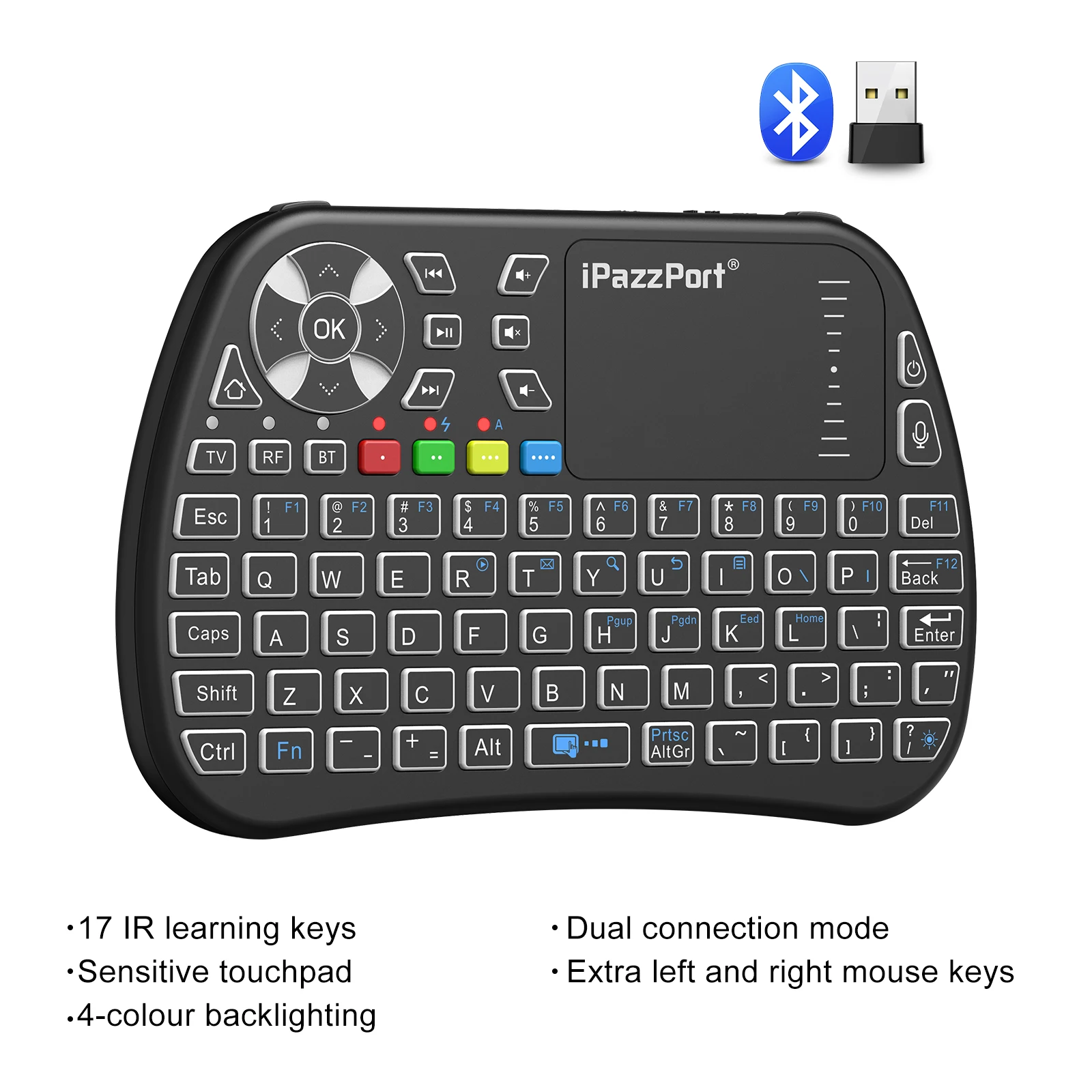 Gaming Console For Smart Tv - iPazzPort Bluetooth mini Keyboard with Touchpad,2.4Ghz