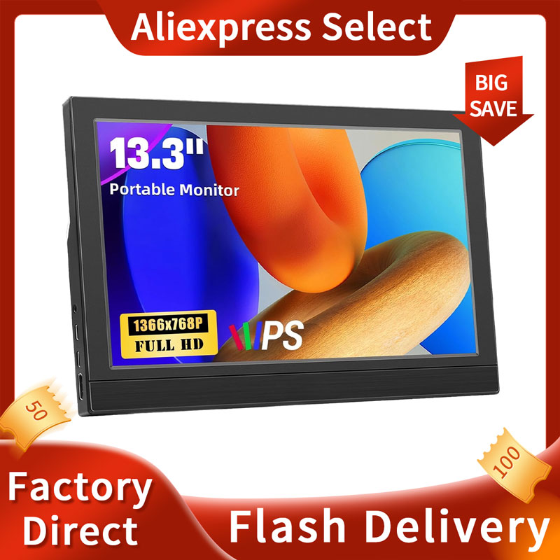 Portable Monitor 13.3Inch LED  – обзор и цена Gaming Console Connect With Phone