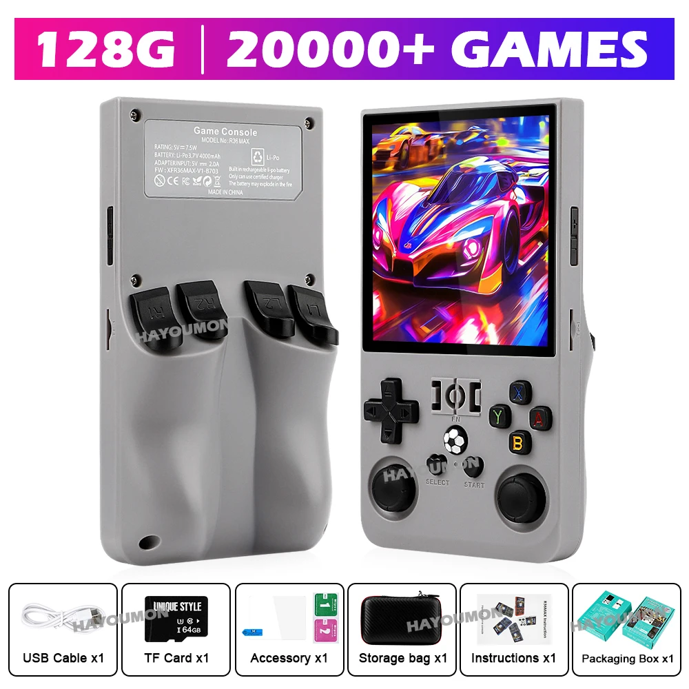 R36 Max Gray Handheld Gaming P – обзор и цена Gaming Console R36 Max